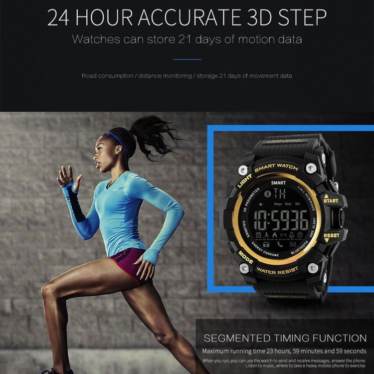 Lokmat MK16 LCD Screen 50m Water-resistant Smart Watch, Support Information Reminder / Remote Camera / Walking Motion Monitor(Black)