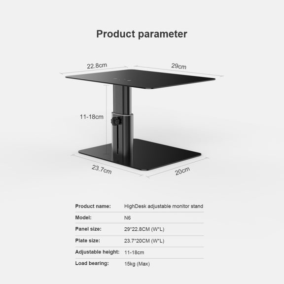 NILLKIN N6 Adjustable High Desk Laptop Monitor Stand Holder (Black)
