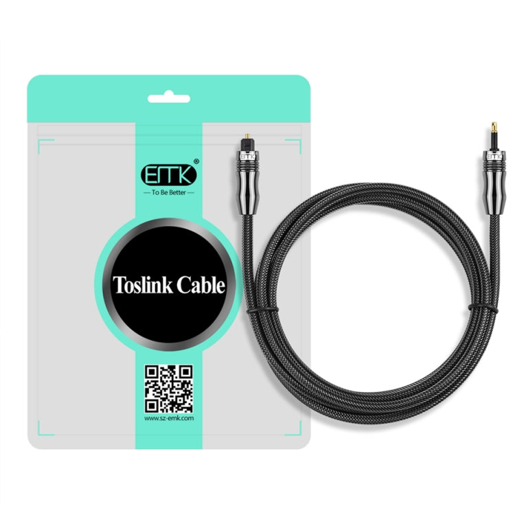 EMK OD6.0mm 3.5mm Digital Sound Toslink to Mini Toslink Digital Optical Audio Cable, Length:1.5m