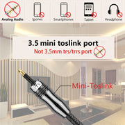 EMK OD6.0mm 3.5mm Digital Sound Toslink to Mini Toslink Digital Optical Audio Cable, Length:2m