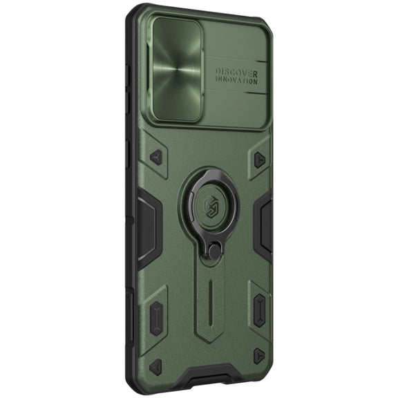 For Samsung Galaxy S21+ 5G NILLKIN Shockproof CamShield Armor Protective Case with Invisible Ring Holder(Green)