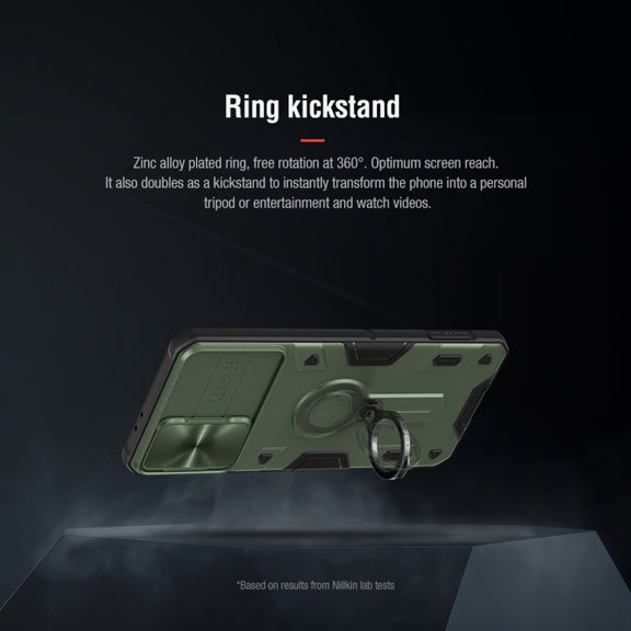 For Samsung Galaxy S21+ 5G NILLKIN Shockproof CamShield Armor Protective Case with Invisible Ring Holder(Green)