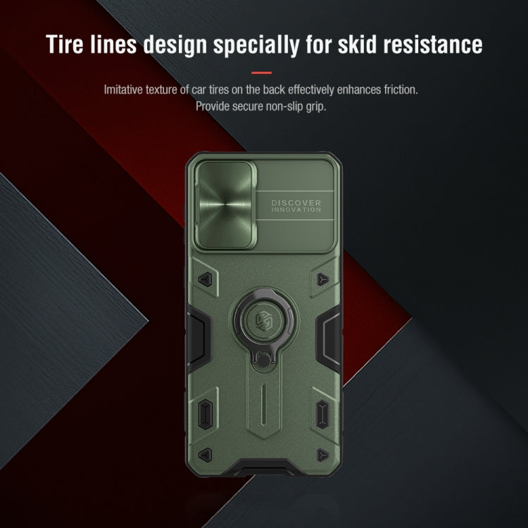 For Samsung Galaxy S21+ 5G NILLKIN Shockproof CamShield Armor Protective Case with Invisible Ring Holder(Green)