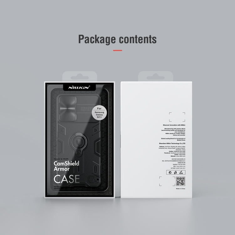 For Samsung Galaxy S21+ 5G NILLKIN Shockproof CamShield Armor Protective Case with Invisible Ring Holder(Green)
