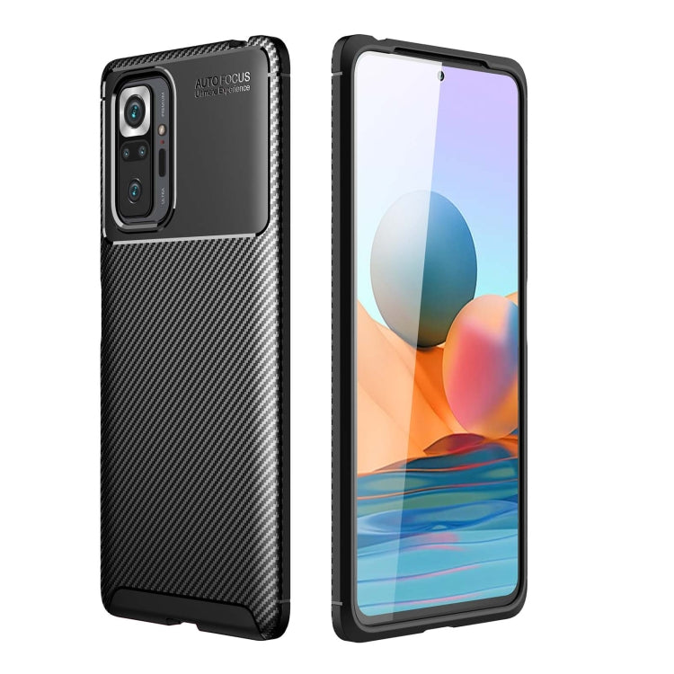 For Xiaomi Redmi Note 10 Pro / Note 10 Pro Max Carbon Fiber Texture Shockproof TPU Case(Black)