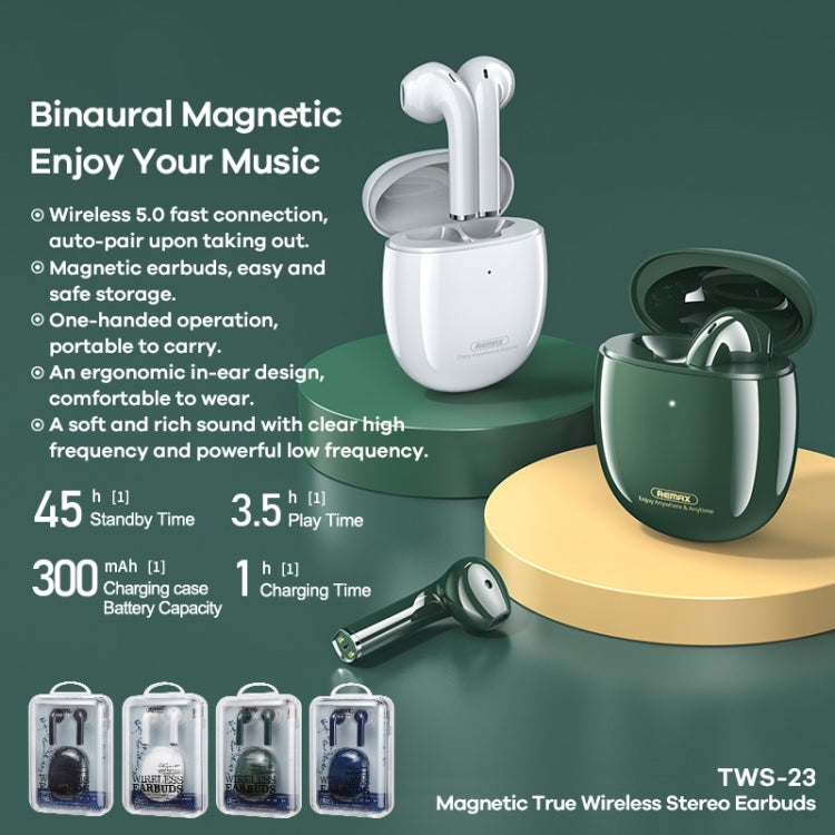 Remax TWS-23 Bluetooth 5.0 Magnetic True Wireless Stereo Bluetooth Earphone(Black)