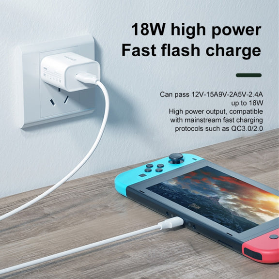 WK WP-U57 Max 18W Maxspeed QC3.0 Fast Charger +  USB to Micro USB Data Cable, Plug Type:EU Plug