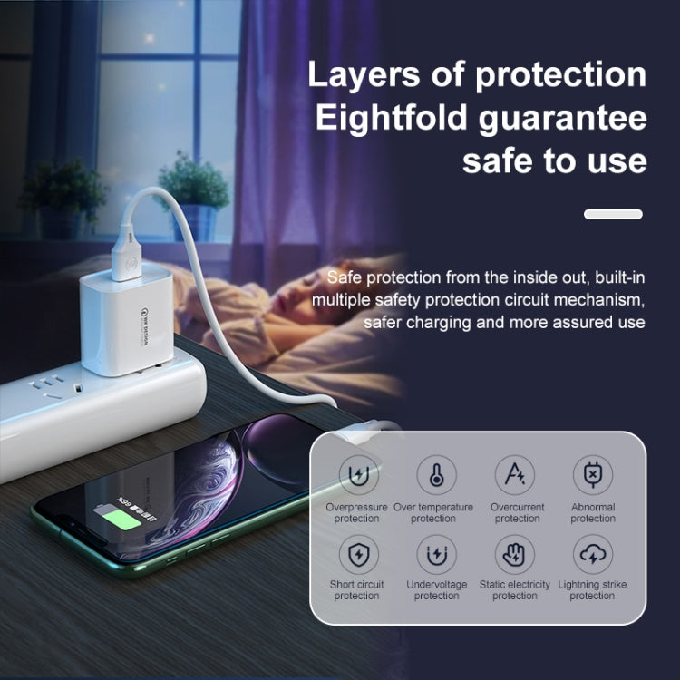 WK WP-U57 Max 18W Maxspeed QC3.0 Fast Charger +  USB to Micro USB Data Cable, Plug Type:EU Plug