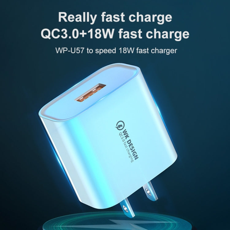 WK WP-U57 Max 18W Maxspeed QC3.0 Fast Charger + USB to 8 Pin Data Cable, Plug Type:US Plug