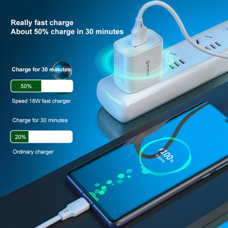 WK WP-U57 Max 18W Maxspeed QC3.0 Fast Charger + USB to 8 Pin Data Cable, Plug Type:EU Plug
