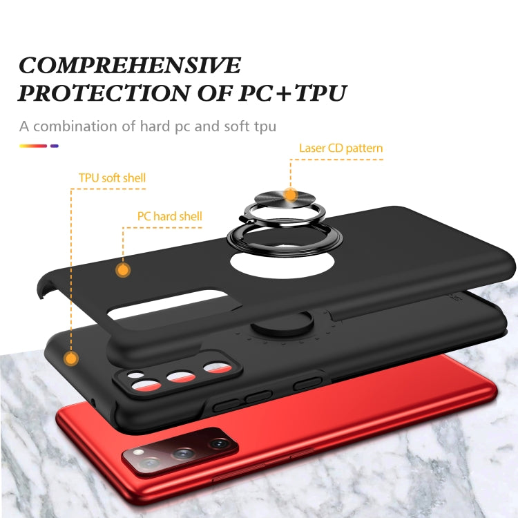 For Samsung Galaxy S20 FE PC + TPU Shockproof Magnetic Protective Case with Invisible Ring Holder(Black)