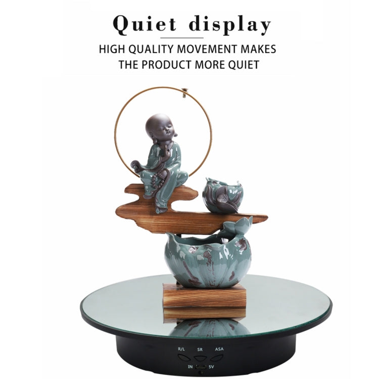 20cm USB Electric Rotating Turntable Display Stand Video Shooting Props Turntable for Photography, Load: 8kg(White Mirror)