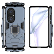 For Huawei P50 Pro PC + TPU Shockproof Protective Case with Magnetic Ring Holder(Navy Blue)