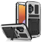 For Samsung Galaxy A32 4G R-JUST Water-resistant Shockproof Dustproof Metal + Silicone Protective Case with Holder(Silver)