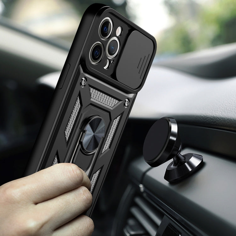 For iPhone 11 Sliding Camera Cover Design TPU+PC Protective Case (Black)