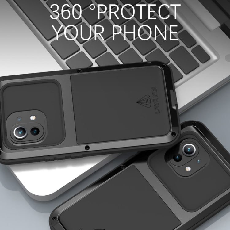 For Xiaomi Mi 11 LOVE MEI Metal Shockproof Water-resistant Dustproof Protective Case without Glass(Silver)