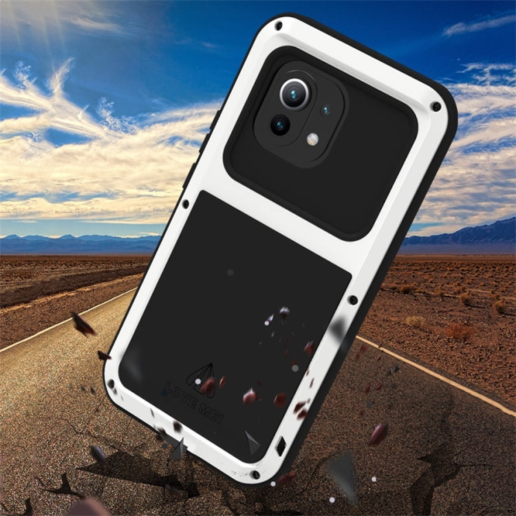 For Xiaomi Mi 11 LOVE MEI Metal Shockproof Water-resistant Dustproof Protective Case without Glass(White)