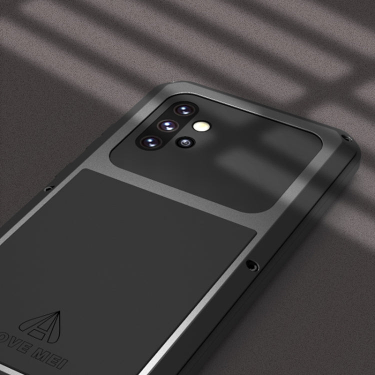 For Samsung Galaxy A72 5G / 4G LOVE MEI Metal Shockproof Water-resistant Dustproof Protective Case with Glass(Silver)