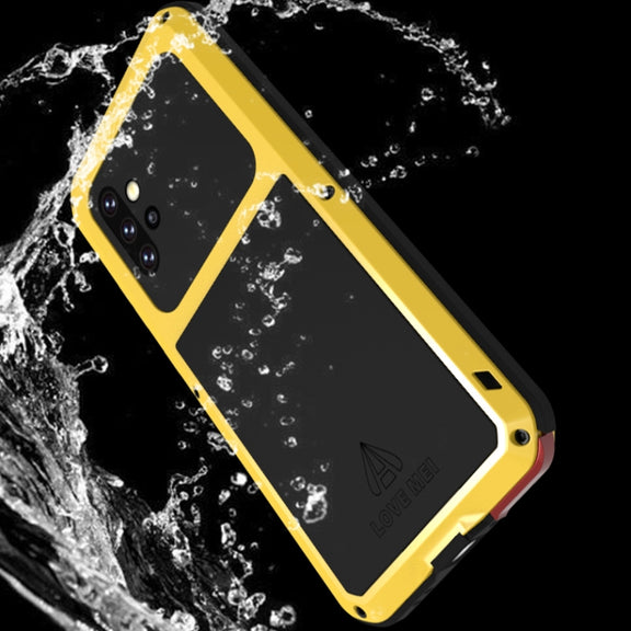 For Samsung Galaxy A72 5G / 4G LOVE MEI Metal Shockproof Water-resistant Dustproof Protective Case with Glass(Silver)