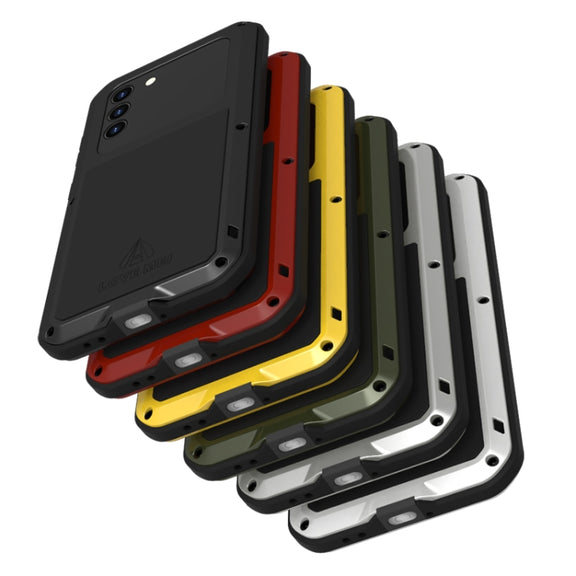 For Samsung Galaxy S21 5G LOVE MEI Metal Shockproof Water-resistant Dustproof Protective Case with Glass(Yellow)