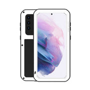 For Samsung Galaxy S21+ 5G LOVE MEI Metal Shockproof Water-resistant Dustproof Protective Case with Glass(White)