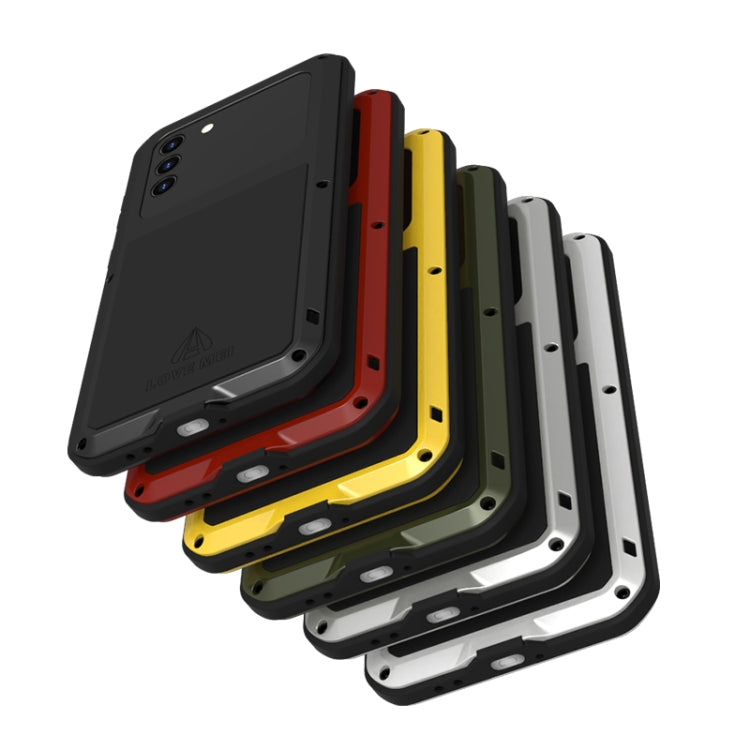 For Samsung Galaxy S21+ 5G LOVE MEI Metal Shockproof Water-resistant Dustproof Protective Case with Glass(White)