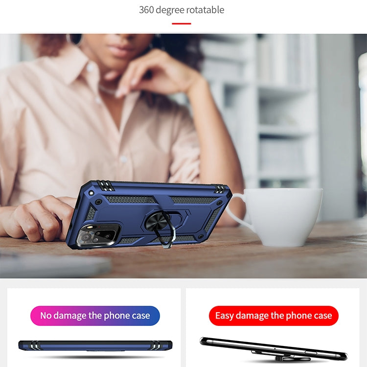 For Xiaomi Redmi Note 10 / Note 10s Shockproof TPU + PC Protective Case with 360 Degree Rotating Holder(Blue)