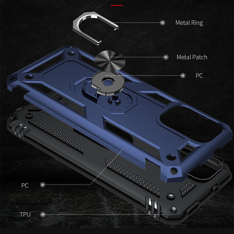 For Xiaomi Redmi Note 10 / Note 10s Shockproof TPU + PC Protective Case with 360 Degree Rotating Holder(Blue)