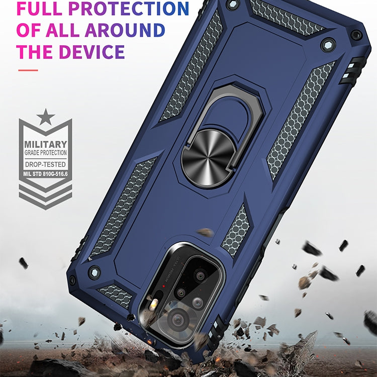 For Xiaomi Redmi Note 10 / Note 10s Shockproof TPU + PC Protective Case with 360 Degree Rotating Holder(Blue)