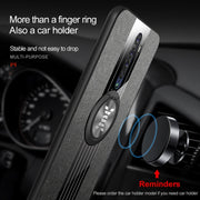 For OPPO Reno 2 XINLI Stitching Cloth Textue Shockproof TPU Protective Case with Ring Holder(Grey)