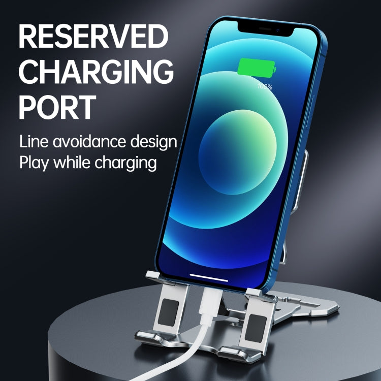 R-JUST HZ06 Universal Foldable Magnetic Flakes Aluminum Alloy Mobile Phones / Tablets Holder(Grey)