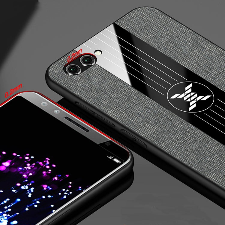 For Huawei nova 2s XINLI Stitching Cloth Textue Shockproof TPU Protective Case with Ring Holder(Black)