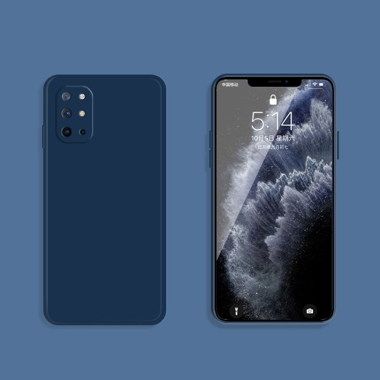 For OnePlus 8T Solid Color Imitation Liquid Silicone Straight Edge Dropproof Full Coverage Protective Case(Blue)