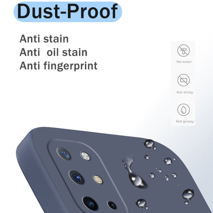 For OnePlus 8T Solid Color Imitation Liquid Silicone Straight Edge Dropproof Full Coverage Protective Case(Blue)