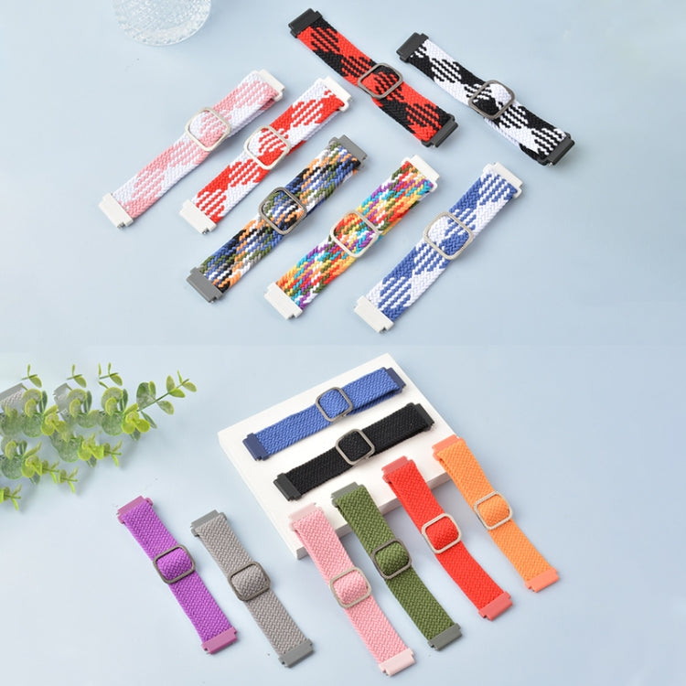 22mm Universal Adjustable Nylon Braided Elasticity Watch Band(Red Black)