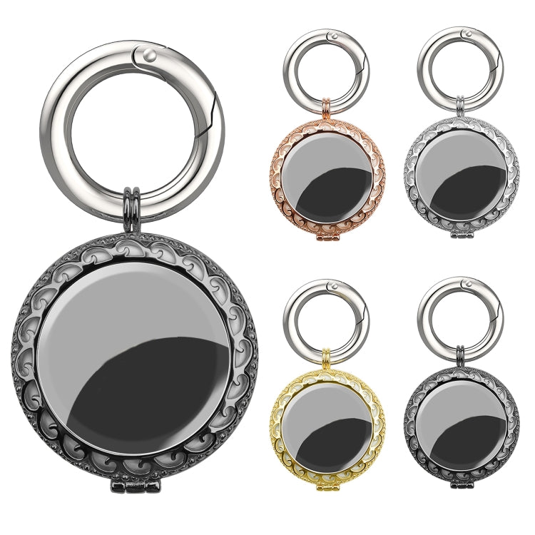 Copper Jewelry Style Shockproof Protective Cover Case with Keychain Hook Loop For AirTag(Black)
