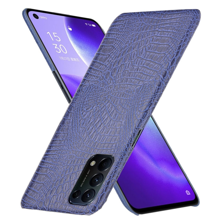 For OPPO Reno5 5G / Find X3 Lite Shockproof Crocodile Texture PC + PU Case(Blue)