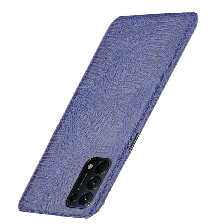For OPPO Reno5 5G / Find X3 Lite Shockproof Crocodile Texture PC + PU Case(Blue)