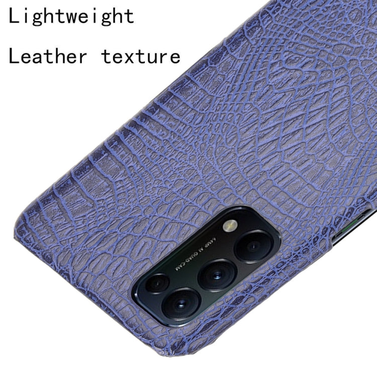 For OPPO Reno5 5G / Find X3 Lite Shockproof Crocodile Texture PC + PU Case(Blue)