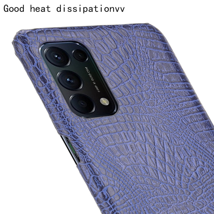 For OPPO Reno5 5G / Find X3 Lite Shockproof Crocodile Texture PC + PU Case(Blue)