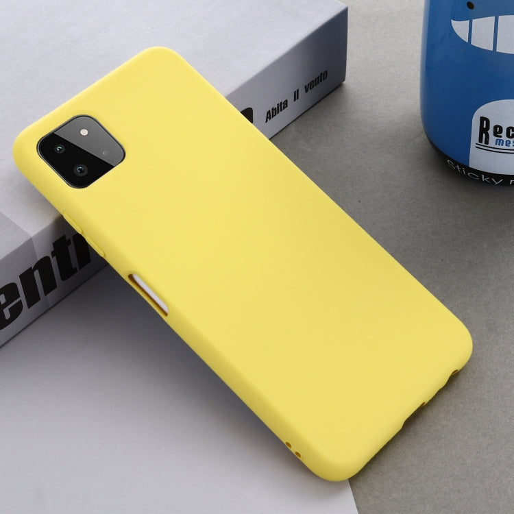 For Samsung Galaxy A22 5G Solid Color Liquid Silicone Dropproof Full Coverage Protective Case(Yellow)