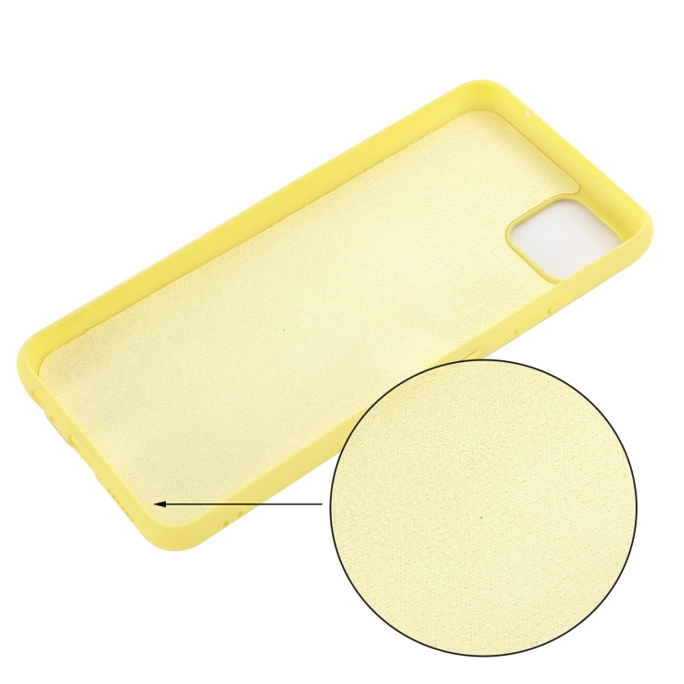 For Samsung Galaxy A22 5G Solid Color Liquid Silicone Dropproof Full Coverage Protective Case(Yellow)