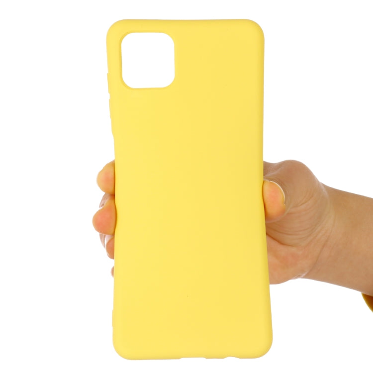 For Samsung Galaxy A22 5G Solid Color Liquid Silicone Dropproof Full Coverage Protective Case(Yellow)
