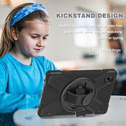 For Samsung Galaxy Tab A7 Lite T220 / T225 Silicone + PC Protective Case with Holder & Shoulder Strap(Black)