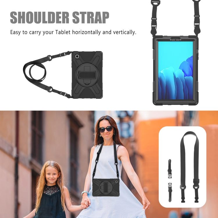 For Samsung Galaxy Tab A7 Lite T220 / T225 Silicone + PC Protective Case with Holder & Shoulder Strap(Black)