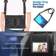 For Samsung Galaxy Tab A7 Lite T220 / T225 Silicone + PC Protective Case with Holder & Shoulder Strap(Black)