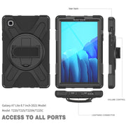 For Samsung Galaxy Tab A7 Lite T220 / T225 Silicone + PC Protective Case with Holder & Shoulder Strap(Black)