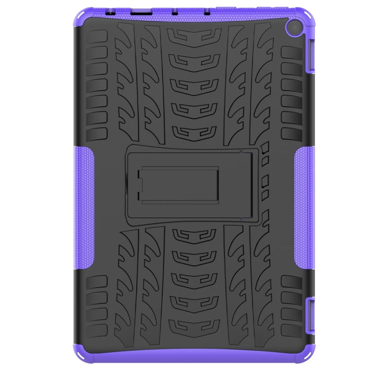 For Amazon Fire HD 10 2021 Tire Texture Shockproof TPU+PC Protective Case with Holder(Purple)