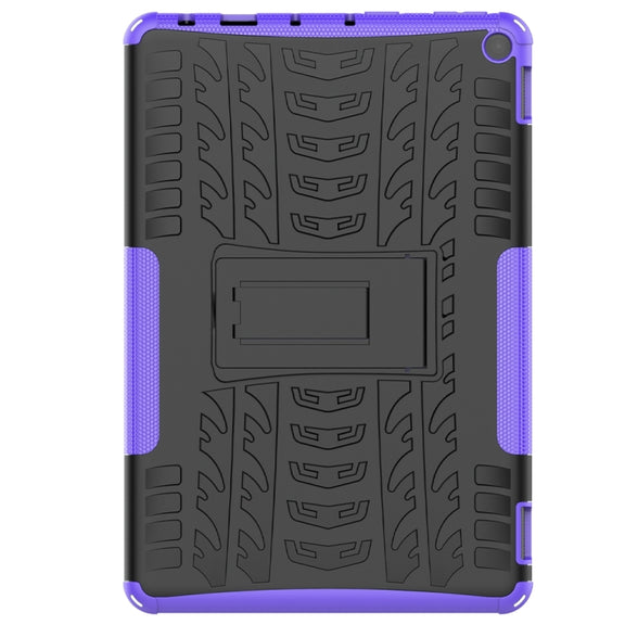 For Amazon Fire HD 10 2021 Tire Texture Shockproof TPU+PC Protective Case with Holder(Purple)