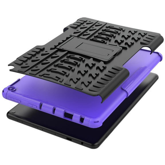 For Amazon Fire HD 10 2021 Tire Texture Shockproof TPU+PC Protective Case with Holder(Purple)